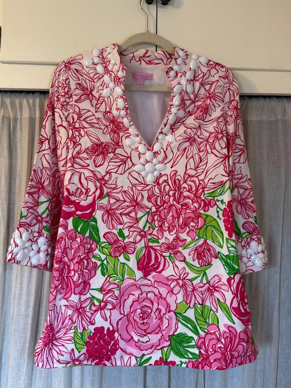 Lilly Pulitzer Newbury cotton-silk blend tunic with beaded accents